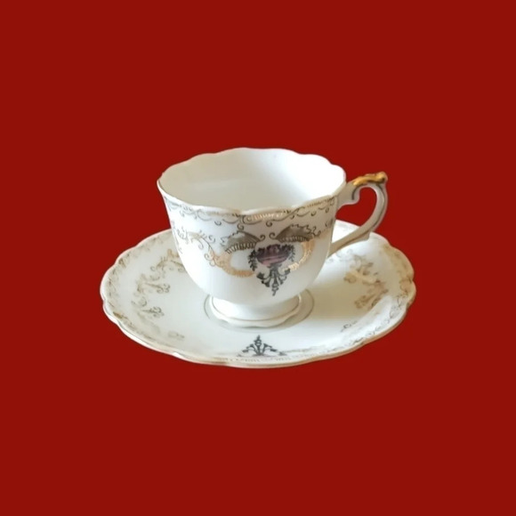 -Vtg teacup & saucer set japan gold white fine - Picture 6 of 7